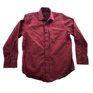 Banana Republic Mens Dress Shirt Medium 15-15.5 Neck Long Sleeve Red Top Pocket